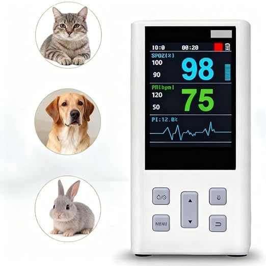 Veterinary Animal Blood Oxygen Monitor SPO2 Handheld Pulse Rate Monitor with Small Probe for Pets