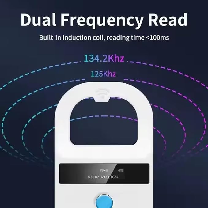 Pet Microchip Scanner ISO11784/85/FDX-B/EMID Animal Handheld Reader,134.2kHz Pet ID Scanner Rechargeable Animal Chip Registration, for Dog/Cat/Pig/Animal (BT White)