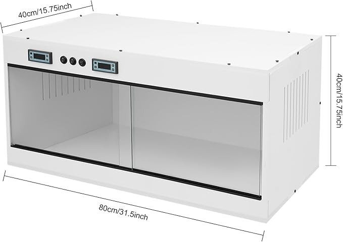 Reptile Terrarium with Dual Thermostat, 80x40x40cm PVC Habitat, 3X E27 Bulb Sockets, Glass Sliding Doors Reptile Breeding Boxf for Lizards, Snakes, Spiders (Black/White, 110V) (White)
