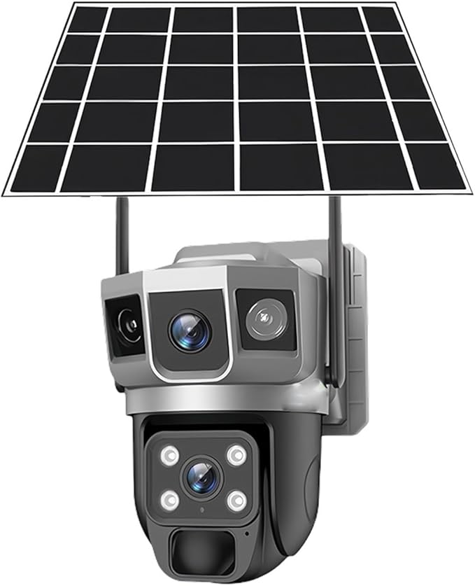 for Outdoor Camera Battery CCTV Monitor 4G SIM Card Network IP Security Pet Camera Motion Detection 3 Screen PTZ Camera(WiFi CCTV 32G Card)