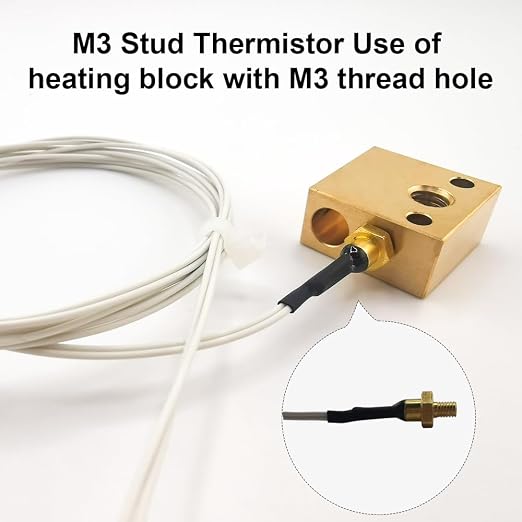 Ender 3 M3 Thermistor 300°C 1m/39.4Inch, 3D Printer M3 Stud Thermistor