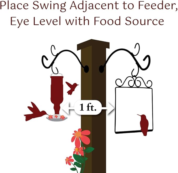 Pop's Birding Hummingbird Swing, USA Made Original Charm Humming Bird Swing for Outdoor, Vintage Copper, 1ct