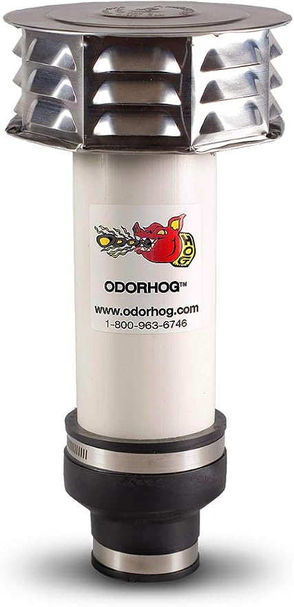 OdorHog Metal Cap Clamp On Vent Stack Pipe Filter 2", Removes Outdoor Septic