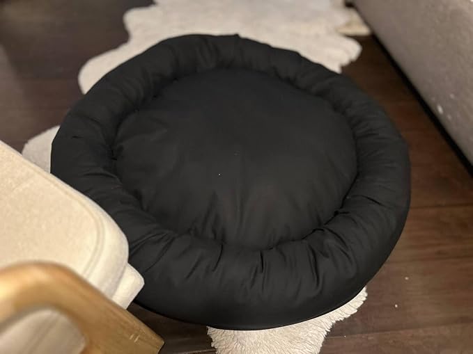 Organic Cotton Canvas Dog Bed: Removable Cover, Natural Fill - Made in USA (Black, Small 24" x 7" inches)