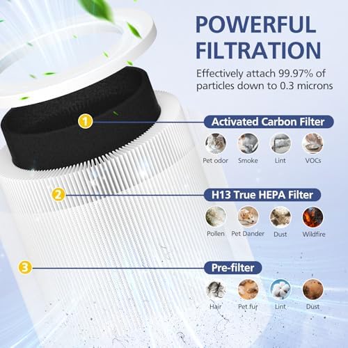 2 Pack A1 Filter Compatible with VEWIOR Air Purifier HQSC-50, HQKJ-80, A1