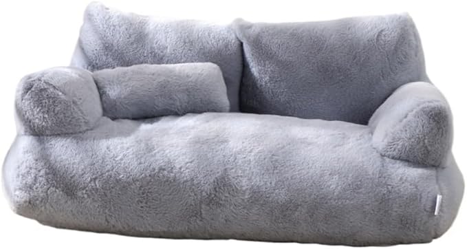 Soft Fluffy Self-Warming Cat Bed | Washable Pet Sofa for Indoor Cats & Small Dogs | Cute Princess-Inspired Kitten Couch & Puppy Bed(Gray,29.53''*20.08''*11.02'')