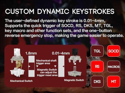 BOYI 66Pro-Flash Aluminum Magnetic Switch Gaming Keyboard,TMR/HE Keyboard Gaming 65% Hall Effect,RGB HotSwap 0.01mm Hyper-Fast 8K Hz Polling Rate,PBT Side Printed Keycaps Mechanical Keyboard with Knob