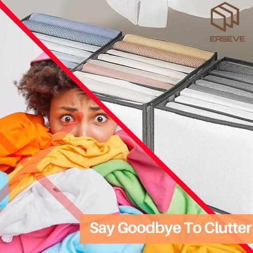 6 Pack 7-Grid Closet Organizers and Storage Bins with Dividers for Clothes
