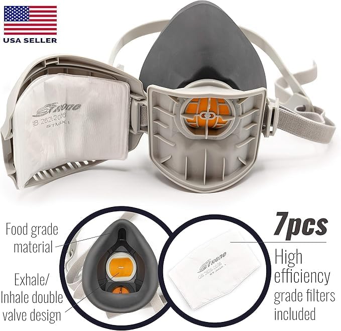 Reusable Respirator Mask with 7 Filters – Half Mask Respirator