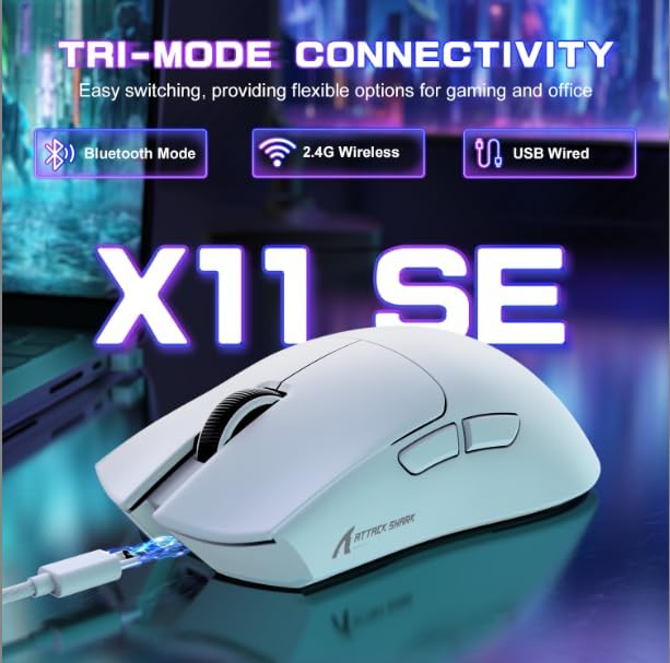 ATTACK SHARK X11 SE Ultra-Light Wireless Gaming Mouse, White