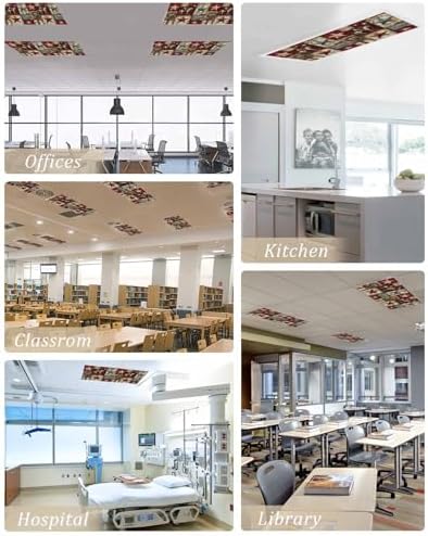 1 PCS Fluorescent Light Covers - Farmhouse Western Cowboy Vintage Wood Magnetic Light Filters for Ceiling Light,Rustic Stars Horse Light Shade Panel for Office Classroom Home Decor,4 x 2 Feet