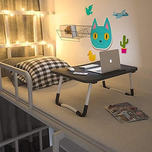 Laptop Bed Desk, Foldable Lap Desk with Storage Drawer, Cup and Phone Holder, Laptop Bed Tray Table, Portable Lap Table, Laptop Stand for Breakfast, Working, Writing, Gaming and Drawing (Black)