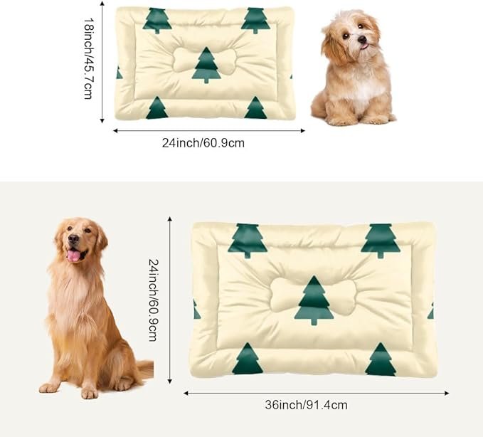 Festive Tree Print Pet Bed Non Slip Plush Dog Bed Travel Pet Portable Non- Slip Bottom Dog Room Furniture Multi- Scenario Mat Gift Printed Dogs Beds 36× 24 Inch