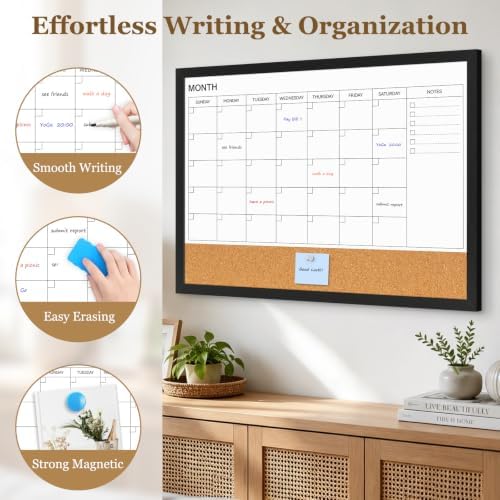 Dry Erase Calendar Whiteboard for Wall, 24'' x 18'' White Board Calendar
