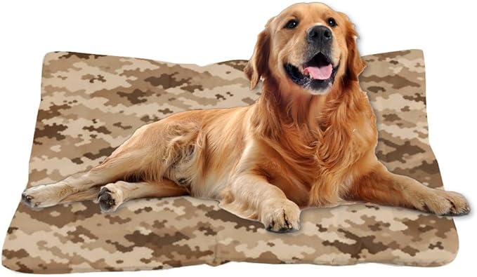 Desert Storm Brown Camo Cusion Dog Bed Furniture Dog Crate Mat Pet Padding Crate Beds for Medium Dogs Washable Non-Slip Pet Bed Rectangular Mat Kennel Pillow Indoor Outdoor 36X24 Inch