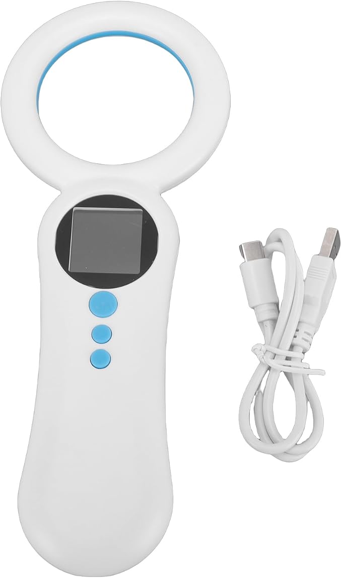 Pet Microchip Scanner, 500 Records Rechargeable Animal Chip Reader with 1.44in Screen, Supports FDX B & EMID for Dogs Cats, Upload to PC