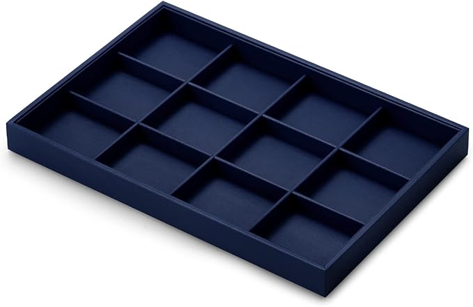 Oirlv Stackable Premium Leather Jewelry Trays 12 Grid Jewelry Drawer Organizer