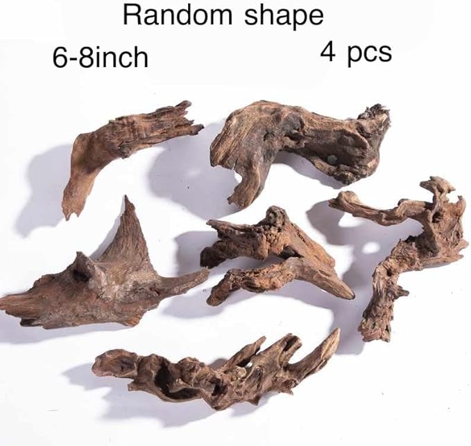 Small Natural Driftwood for Aquarium Styling Carefully Selected Natural Aquarium Decor Driftwood for Reptile Tank Reptile Tank Wood Decor (Driftwood 6-8inch 4pcs)