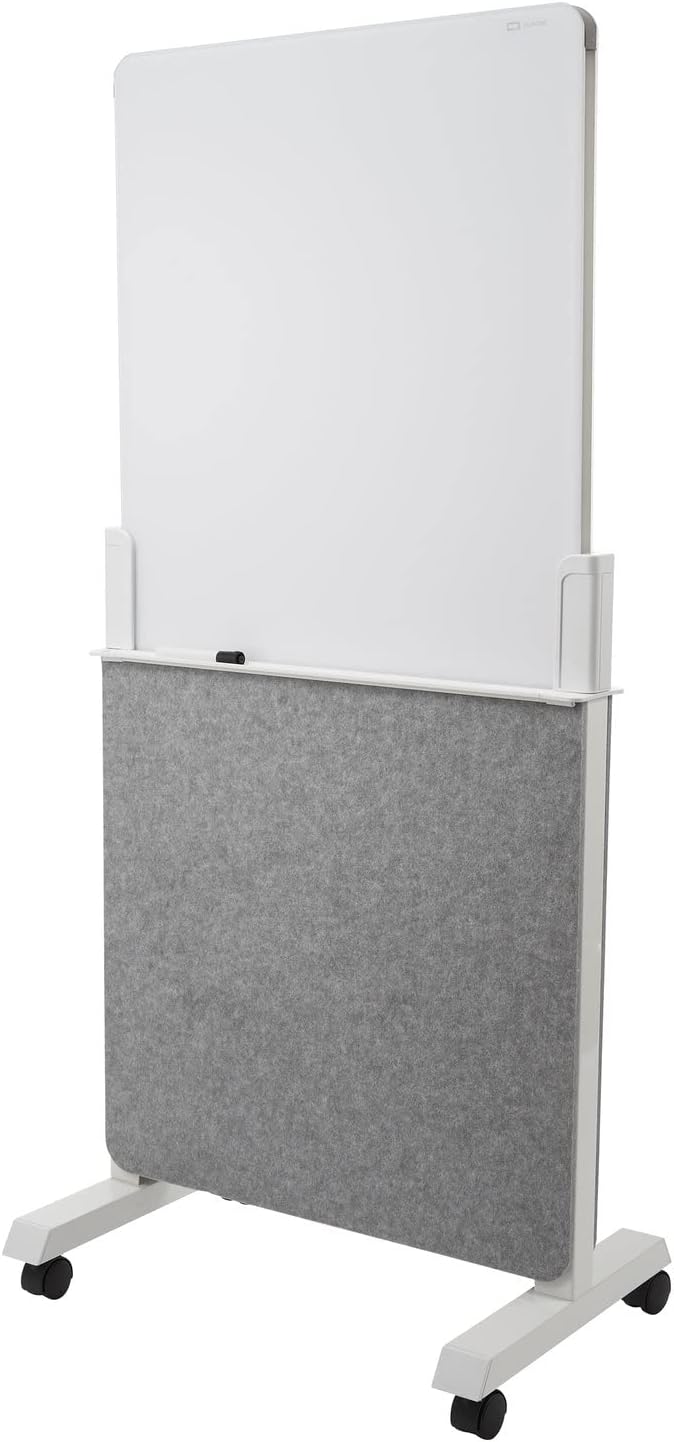 Quartet Whiteboard Easel, Glass Dry Erase Board, Rolling Easel Stand On Wheels, Double-Sided Privacy Screen with Adjustable Height, Includes 1 Marker, Creates Private Interactive Workspaces (Q293066W)