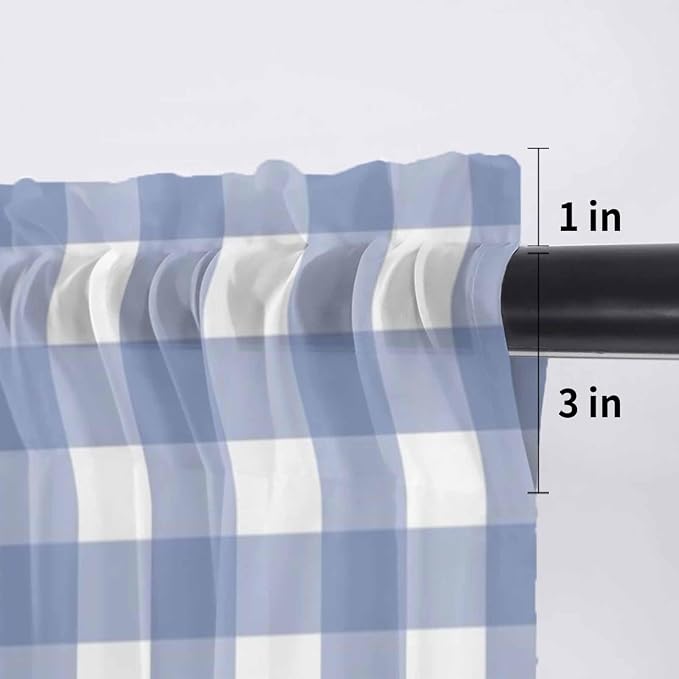 Lemon Sheer Valance Curtains, Summer Fruit Floral Wood Grain Blue Plaid Light
