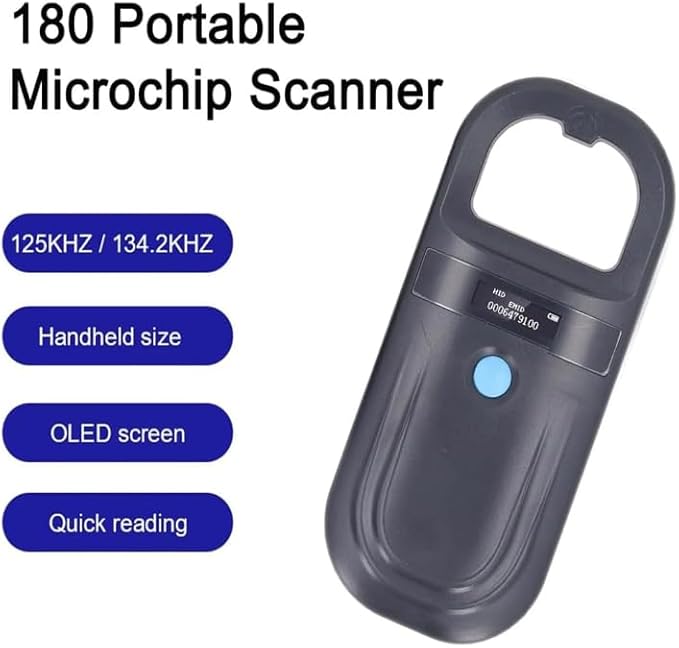 Pet Microchip Scanner ISO11784/85/FDX-B/EMID Animal Handheld Reader,134.2kHz Pet ID Scanner Rechargeable Animal Chip Registration, for Dog/Cat/Pig/Animal (BT Black)
