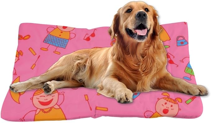 Ultra Soft Dog Crate Mat with Anti-Slip Bottom, Cute Girls Pet Supplies Kennel Pad Dog Beds& Furniture Cozy Crate Mats Cages for Indoor& Outdoor Sofa Cars, Machine Washable 36 X 24 Inch