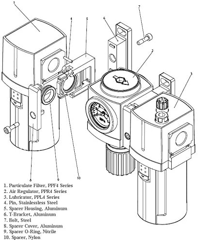 PneumaticPlus PPC4-N04G-Q1 Compressed Air Filter Regulator Lubricator Combo