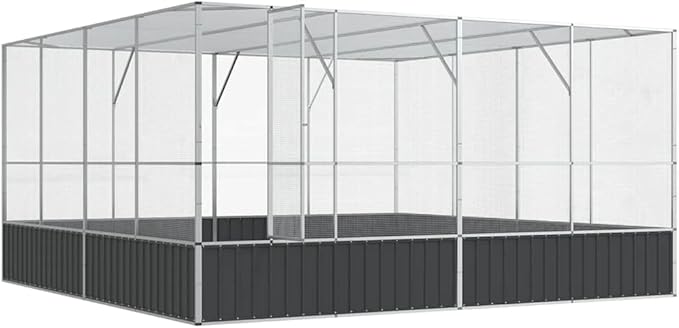 Steel Aviary, Large Bird Cage with Lockable Door, Aviary Spacious and Versatile Cage Ideal for Parakeets, Parrots, Lovebirds, Cockatiels, Pigeons, 164.6"x163"x83.5",-275