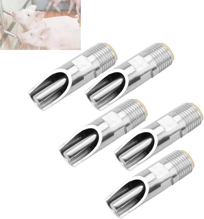 Automatic Pig Drinkers, 5 Pieces Thread Stainless Steel Automatic Pig Nipple