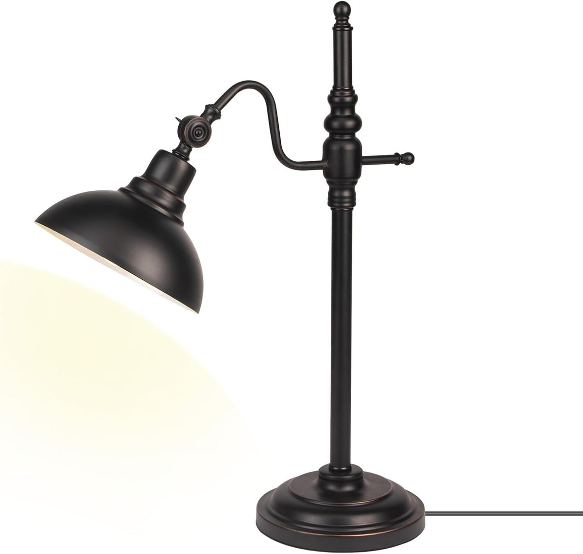 Black Farmhouse Desk Lamp, Industrial Metal Eye-Caring Table Lamp,Vintage Desk Lamp for Home Office Living Room Dorm