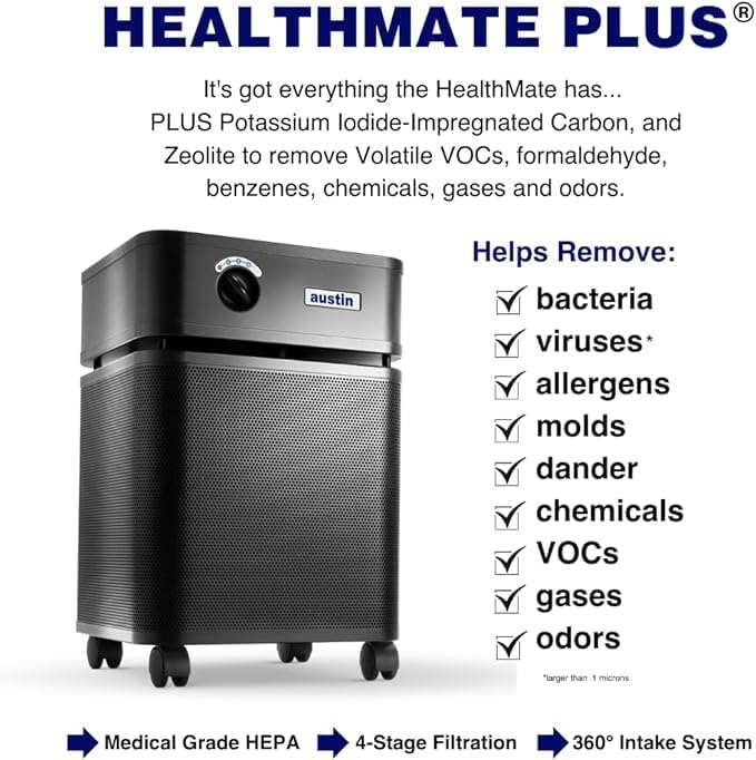 Austin Air HealthMate Plus Standard Air Purifier Midnight Blue