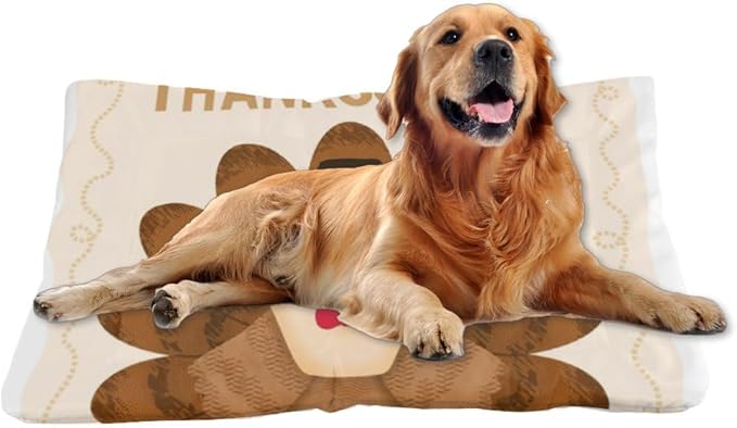 Happy Thanksgiving Turkey Pet Mat Bed Dog Crate Bed Waterproof Outdoor Dog Flat Mat Rectangle Non- Slip Bottom Gifts Multi- Scenario Dogs Gift Printed Dogs Beds 24× 18 Inch