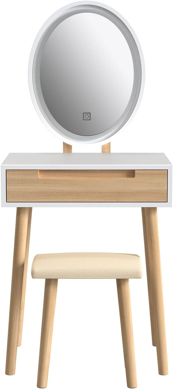 YOURLITE Small Makeup Vanity Desk with Mirror and Lights