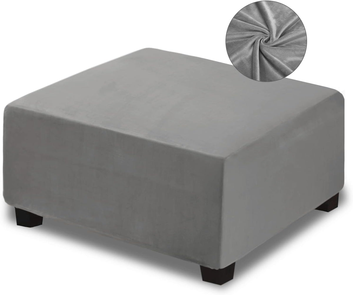 NeColorLife Velvet Ottoman Cover Square, XX-Large, Gray