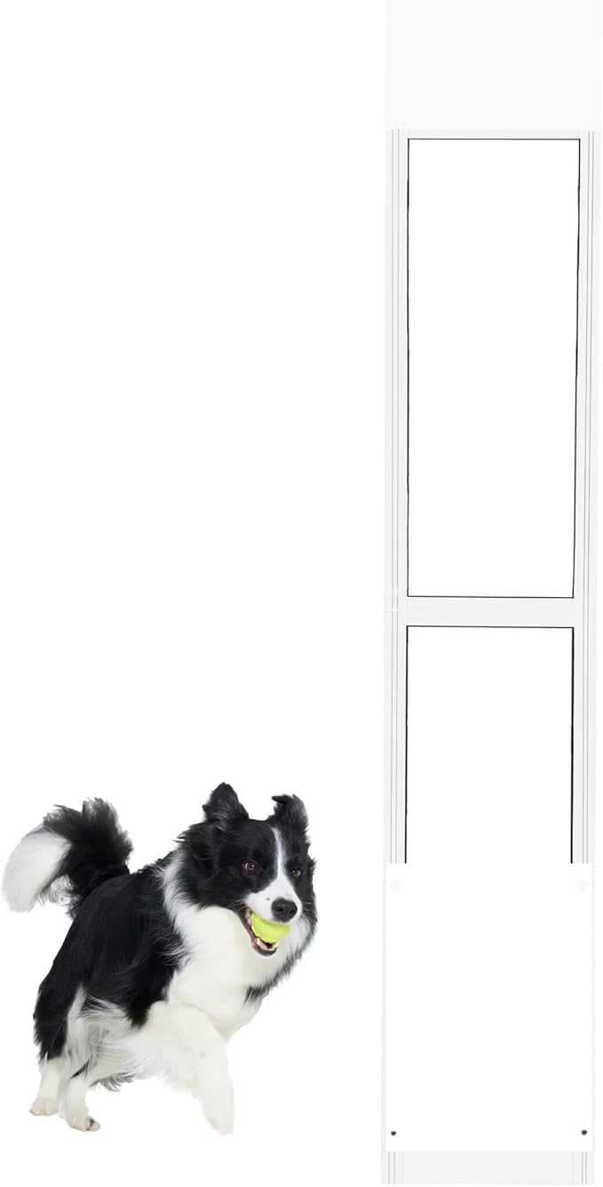 Large Sliding Glass Dog Door for Easy Installation Adjustable Height 92.9" to 96.4" Panel with Rotating Screws Suitable for Raised Sliding Glass Door Ideal for Pet Owners