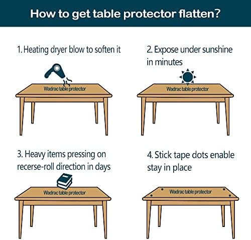 Wadrac Clear Table Protector for Chair Mat for Hard Floor Hardwood End Table Bench Entryway TV Cabinet Desk Craft Work Console Folding Tabletop Mat Desktop Pad PVC Plastic Tablecloth Cover 30X48