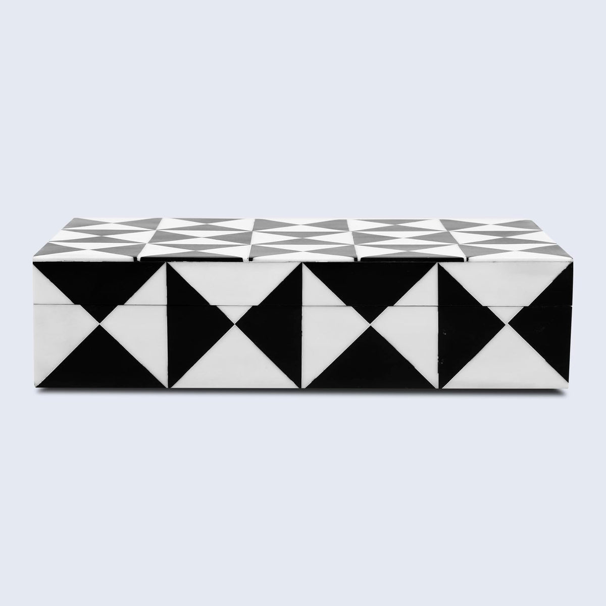 Handicrafts Home Decorative Storage Box with Lid, Black and White Decorative Remote Holder Box, Coffee Table Storage Box for Living Room, Console Table & Shelf Decor, Triangle - 10 x 6 x 2.5
