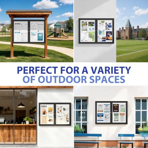 SWANCROWN 48x34 in Outdoor Bulletin Board, Enclosed Whiteboard, Black Frame