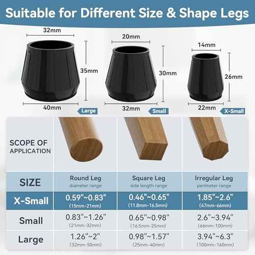 24PCS Extra Small Silicone Chair Leg Floor Protectors for Hardwood