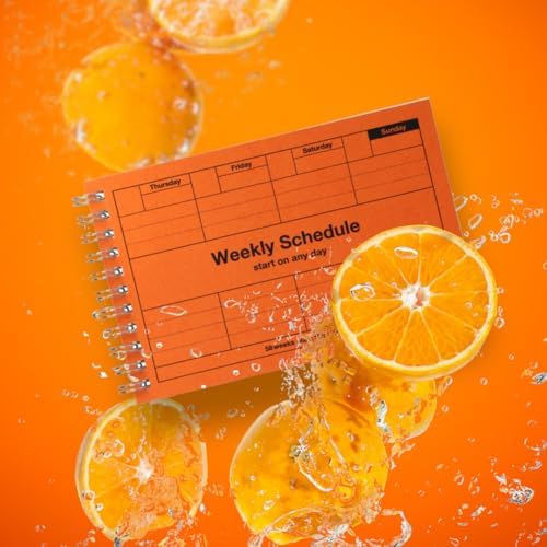 MARK'STYLE Undated Weekly Planner A6, 2-Pack – 58-Week Horizontal Pocket Size Scheduler with Monthly Overview & To-Do List for Desk, Office, or Study Use (Orange)