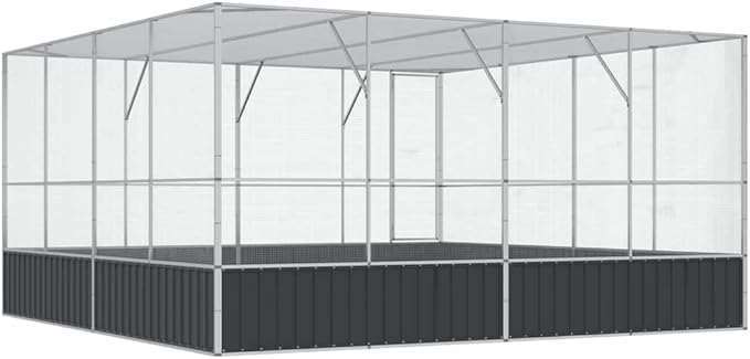 Outdoor Aviary Bird Cage, Galvanized Steel Outside Ample Activity Space Birdcage, 164.6"x163"x83.5", -262