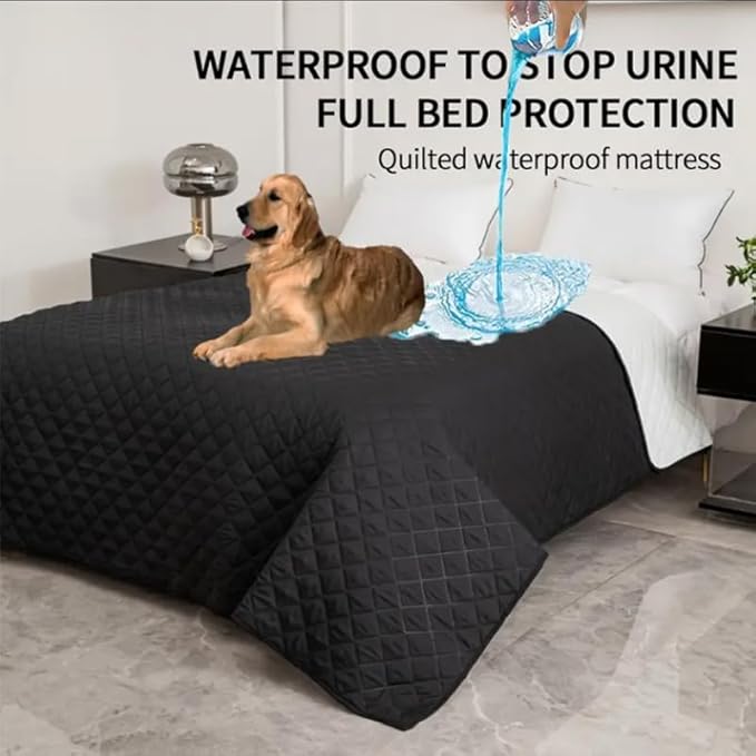 Waterproof Dog Bed Cover, Non-Slip Pet Blanket for Furniture, Washable Couch Cover, Repleasement Sofa Cover Washable pad for Dog Blanket Protection,Travel or Home Use (86.2X86.2 in,Black)