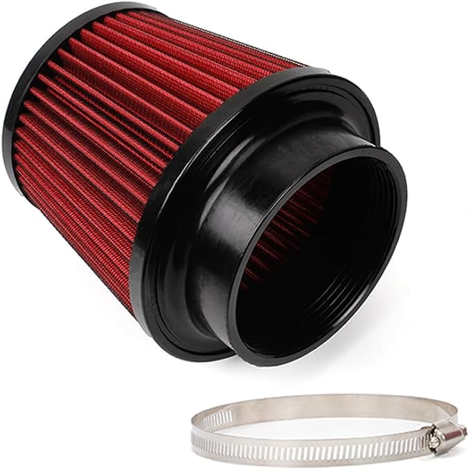 Red 4" 100mm Inlet Cone Replacement Dry Air Filter High Flow Car Performance