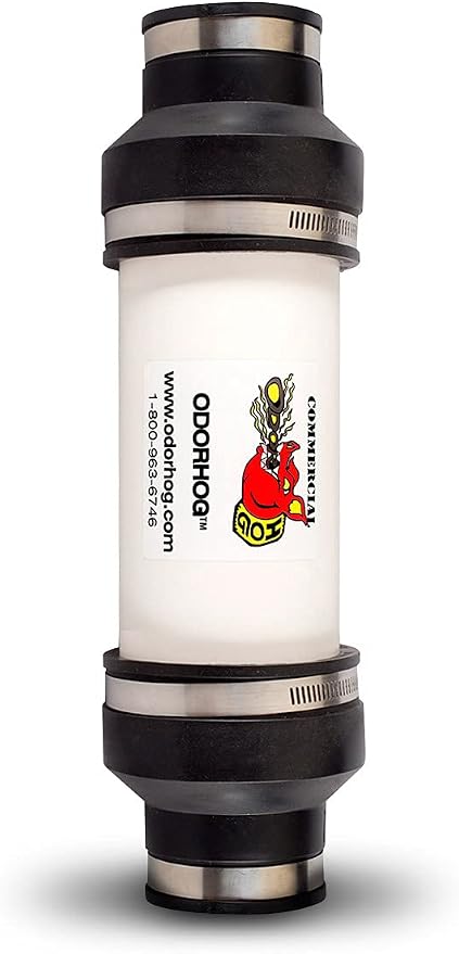 OdorHog Vent Stack Pipe Filter, PVC Inline Model