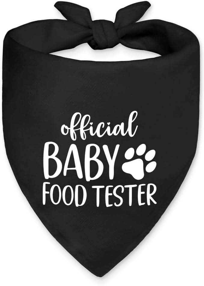 Official Baby Food Tester Funny Dog Bandana Pregnancy Announcement, Pregnancy Dog Bandana, Pet Scarf Accessories for Dogs Lovers Baby Gender Reveal Ideas, Dogs Pet Lovers Gifts