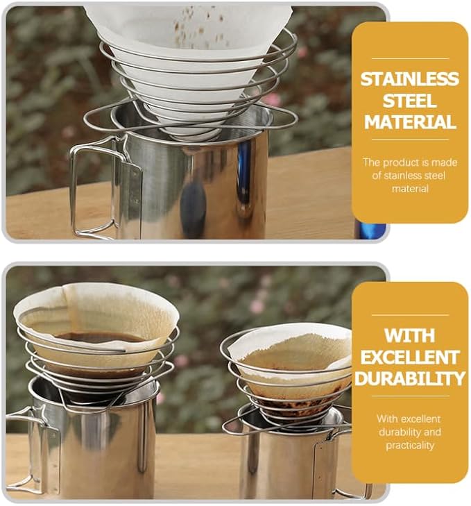 Cabilock Foldable Stainless Steel Coffee Filter Dripper Portable Cone Funnel