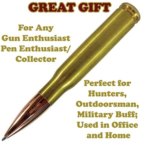 50 Caliber Bullet Twist Tactical Pen, Gold Plated, Realistic Refillable 50 Cal Bullet Pen for Hunters, Military, & Outdoor Enthusiasts, Ideal Gift for Father's Day, Birthday, Christmas