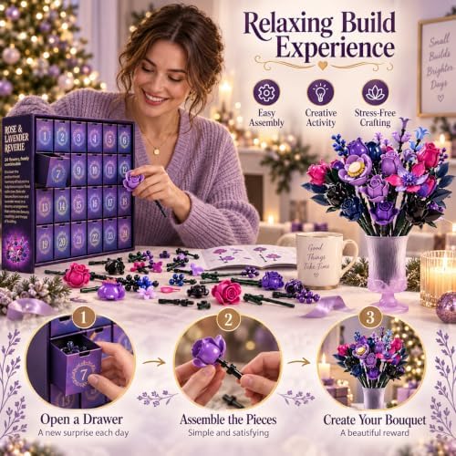 24 Flower Bouquet Advent Calendar 2026 Building Set, Big Gift Box
