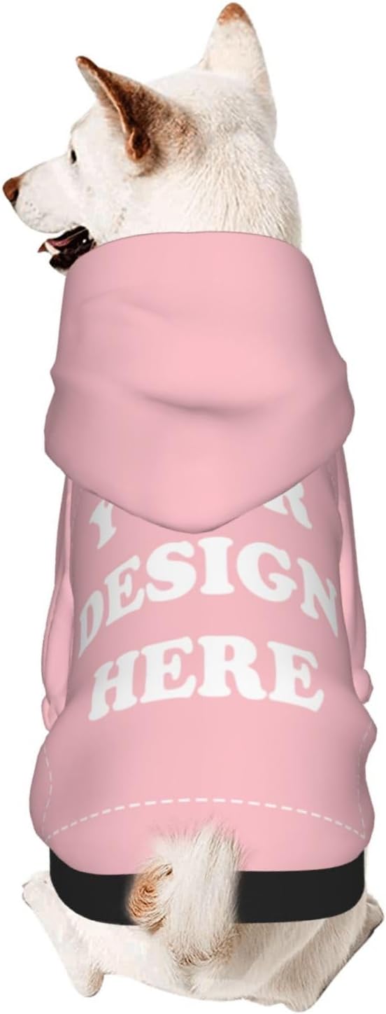 Personalized Dog Hoodie, Custom Dog Costumes for Small Dogs, Holiday Happy Dog Clothes Football Pet Shirt Sweater with Name Number for Girl/Boy Cats/Kitten, Pink, L