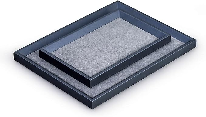 Oirlv Premium Leather Flat Jewelry Tray Jewelry Display Organizer Valet Tray